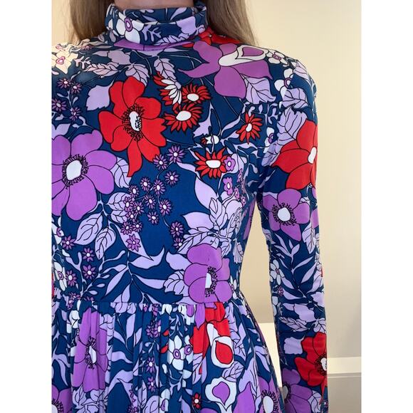 WOW! Colorful Vintage 1960s-70s Keram New York Long Sleeve Maxi Dress Size Small - Picture 3 of 12